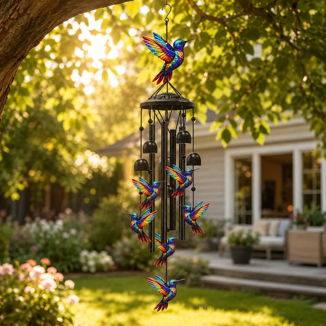 Hot Sale 50% Off Now 🐦 Vintage Colorful Hummingbird Wind Chime with Metal Tubes and Bells