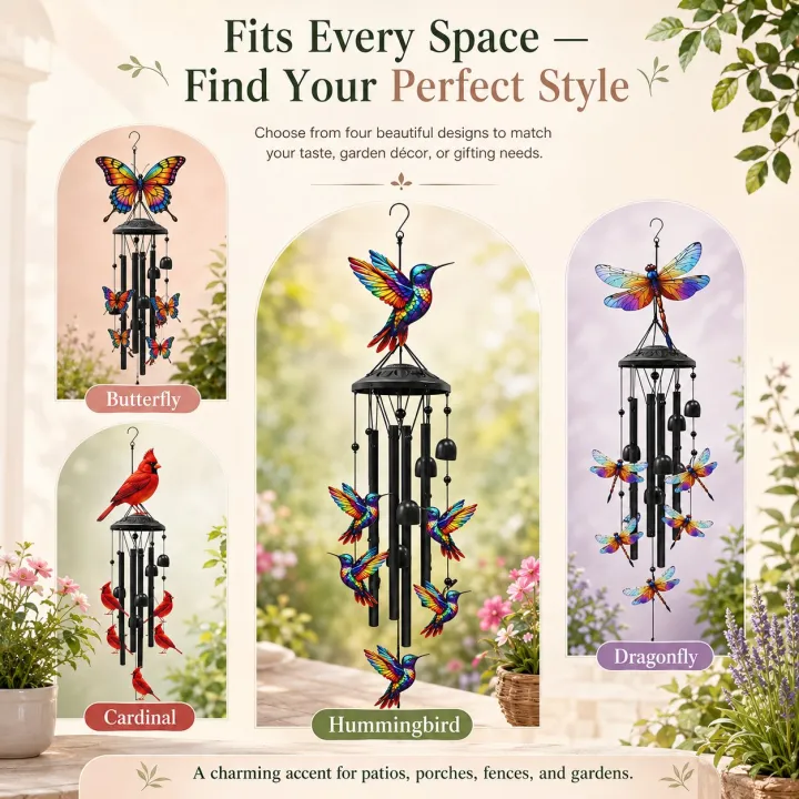 Hot Sale 50% Off Now 🐦 Vintage Colorful Hummingbird Wind Chime with Metal Tubes and Bells