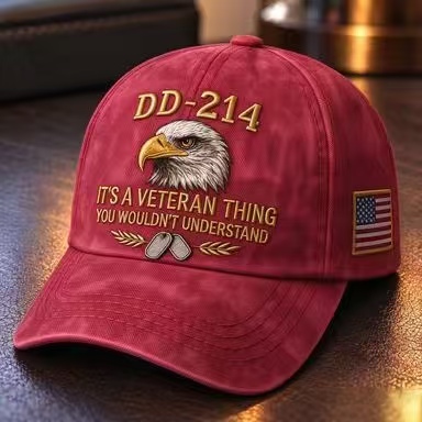 100% Handmade DD-214 Veteran Honor Embroidered Cap(Chad Smith Handmade®) 