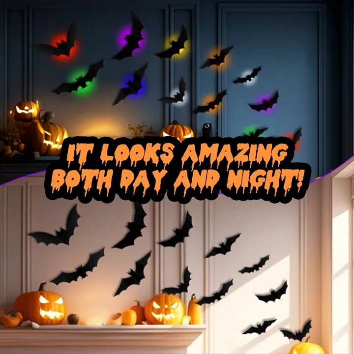 Halloween Decor Set - 3D Glowing Bat