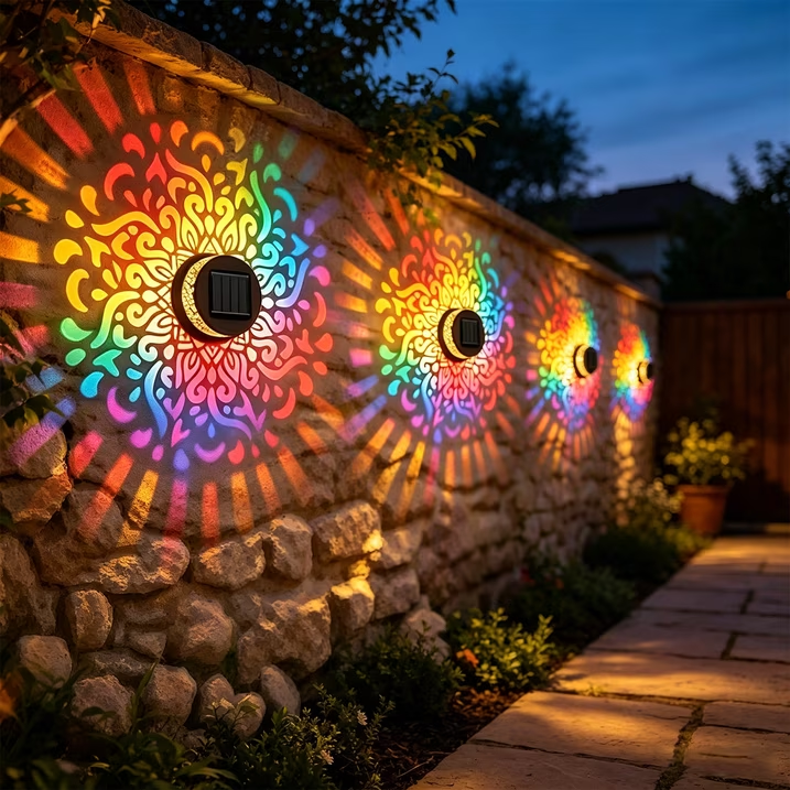 68K+ SOLD!✨Solar Mandala Wall Light | Outdoor Garden Fence Projector Lamp 🪐🌌