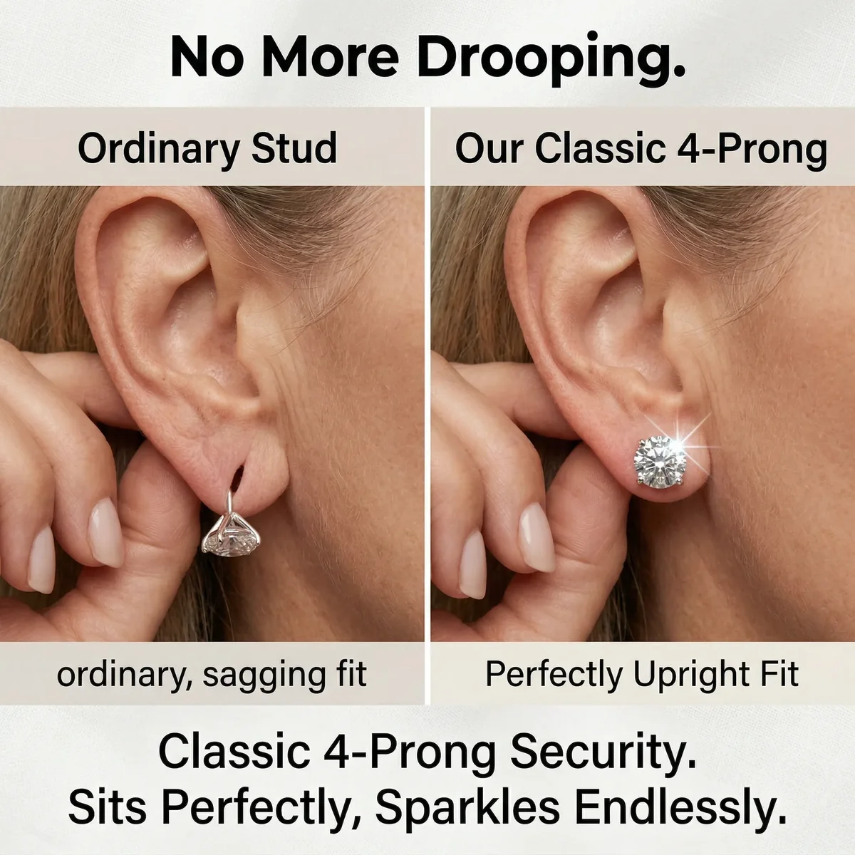 4.00 CTW Classic Round Lab-Created Diamond Stud Earrings - Secure 4-Prong & Hypoallergenic-Last Day Sale🔥90% OFF