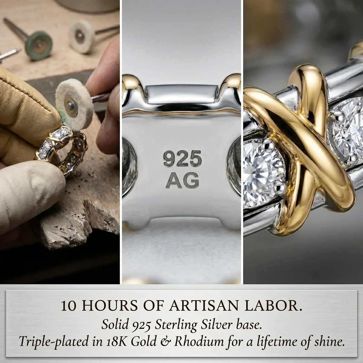 🔥 90% OFF: The Artisan "XO" Two-Tone Band: Lab-Grown Brilliance That Passes the Diamond Test💎