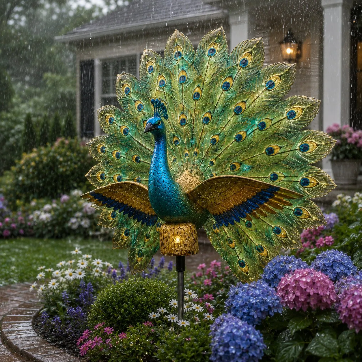 Solar Peacock Garden Sculpture