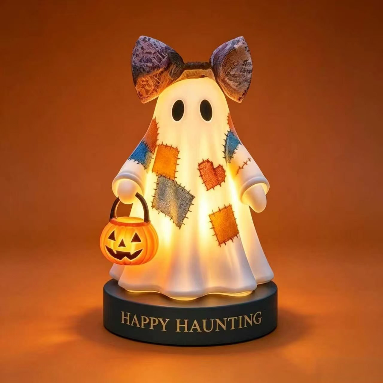 Lighted Vintage Patchwork Ghost Solar Garden Stake Lights – Ideal Halloween Yard Decor