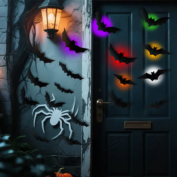 Halloween Decor Set - 3D Glowing Bat