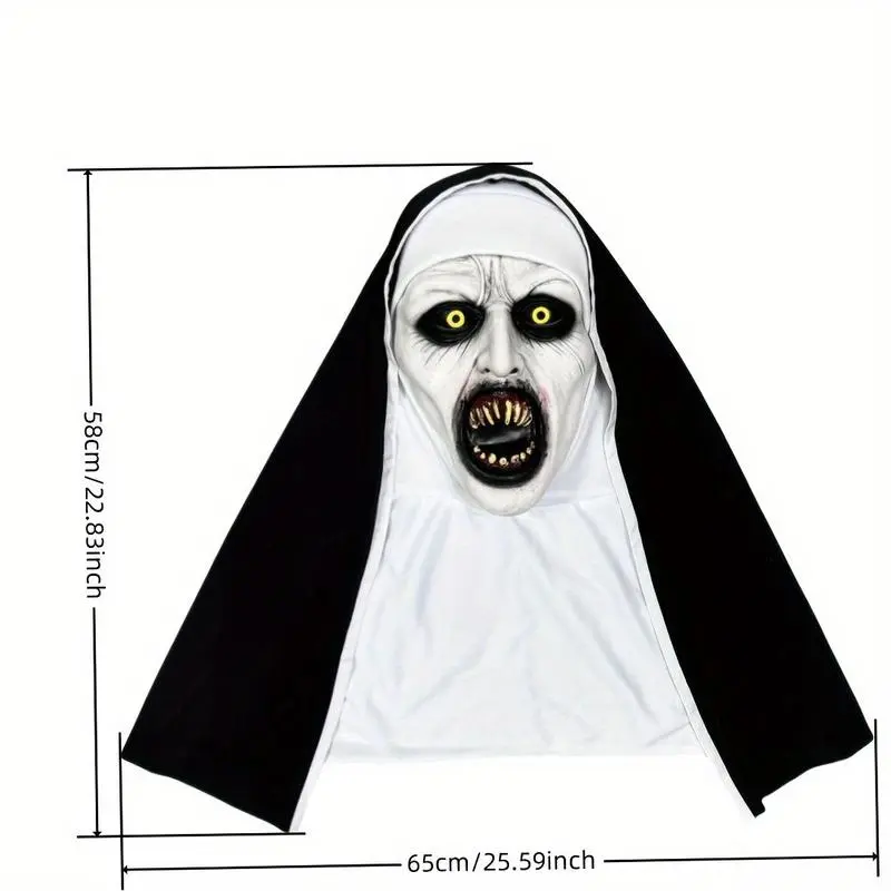 Funky Nun Halloween Latex Mask with Yellow Eyes