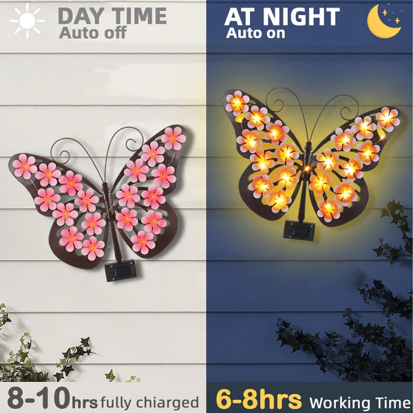 🔥2026 Hot Sales 50% OFF🔥Solar Lights Outdoor Metal Butterfly Wall Decor
