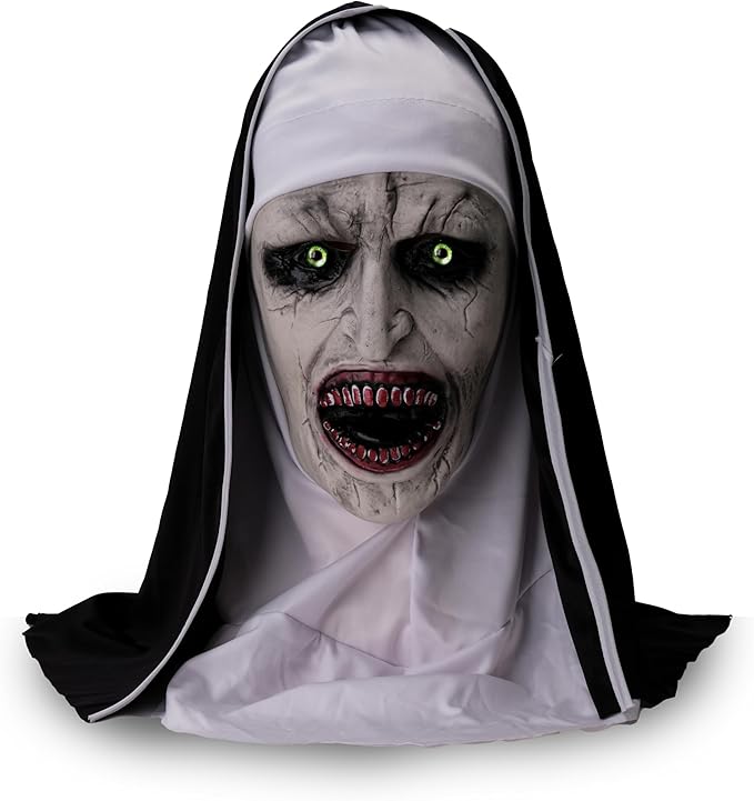 Funky Nun Halloween Latex Mask with Yellow Eyes