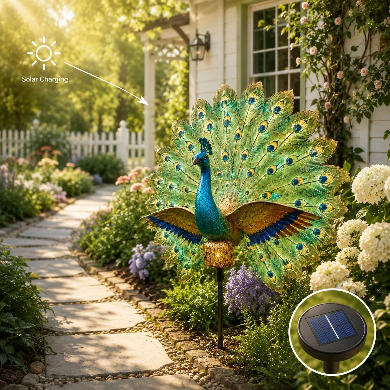 Solar Peacock Garden Sculpture