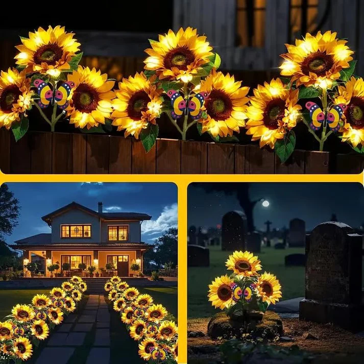 🌻Solar LED Sunflower Garden Lights, Realistic Night Glow for Yard, Lawn, Patio and Porch Decoration, Waterproof IP65