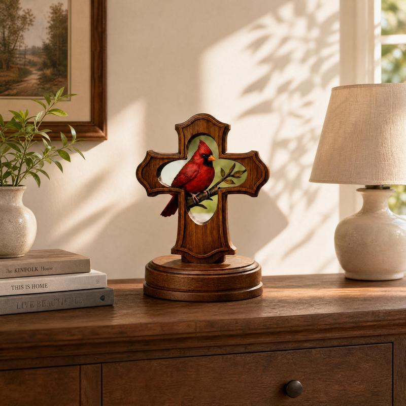 ❤✝️Handcrafted Cardinal Cross Memorial Ornament – Sympathy Gift of Faith, Love & Remembrance