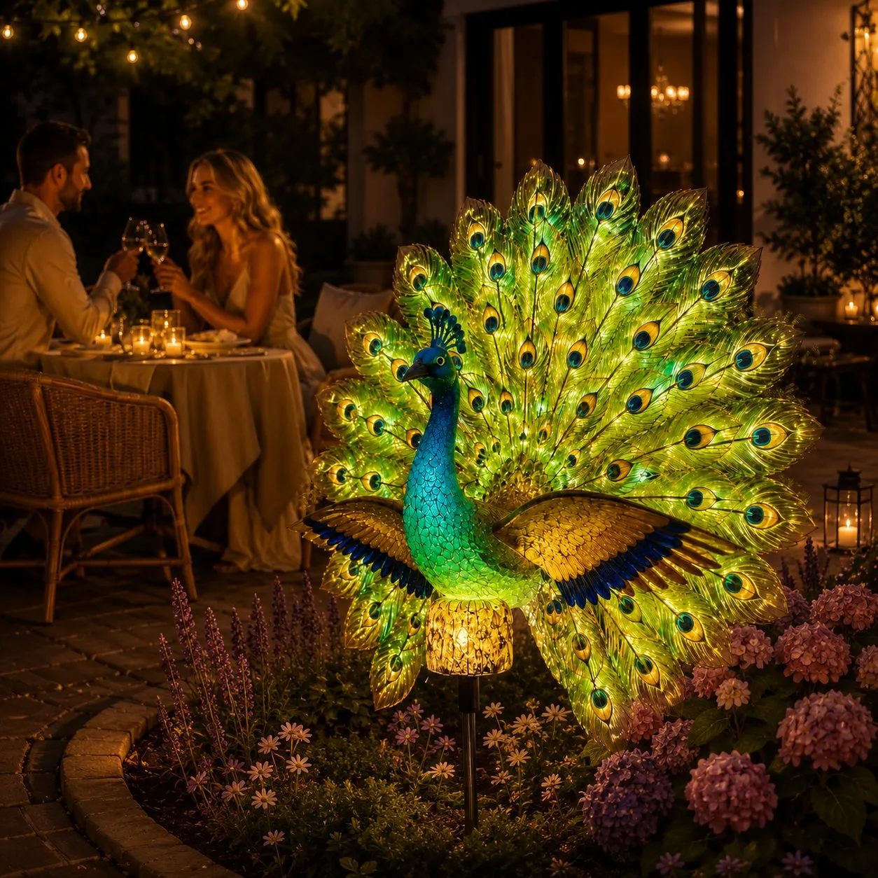 Solar Peacock Garden Sculpture