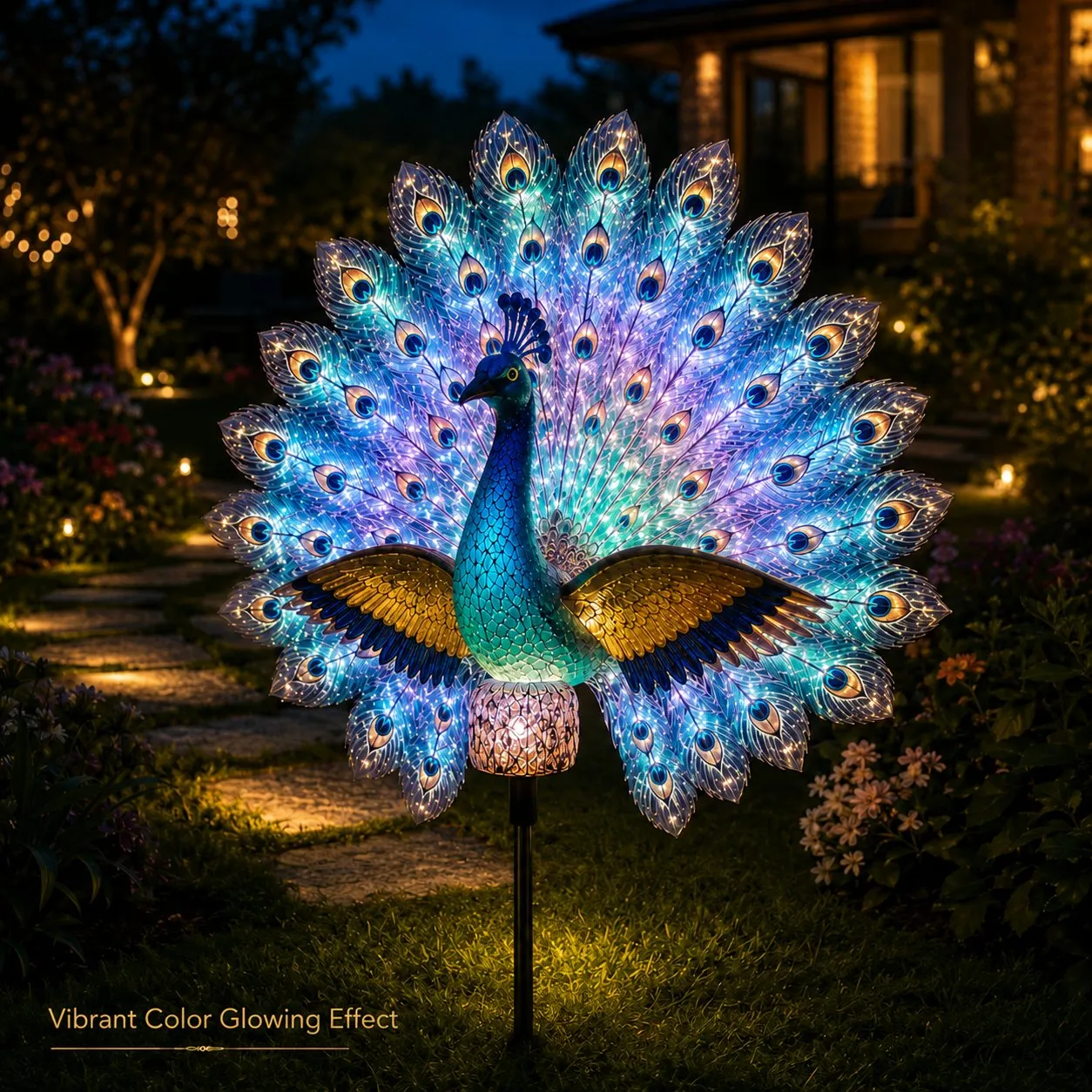 Solar Peacock Garden Sculpture