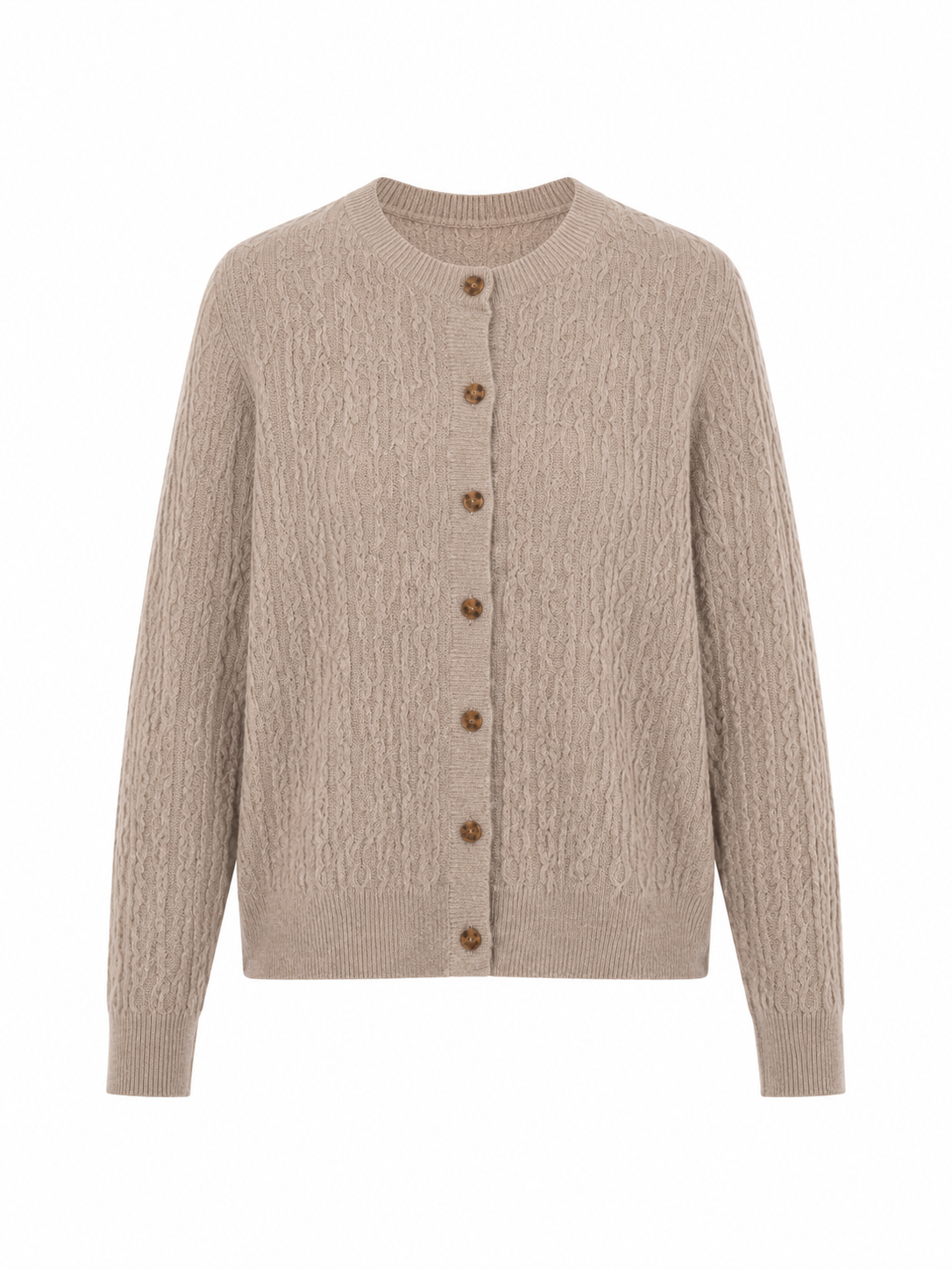 High-quality single-breasted solid-color O-neck sweater 100% cashmere knitted women's cardigan