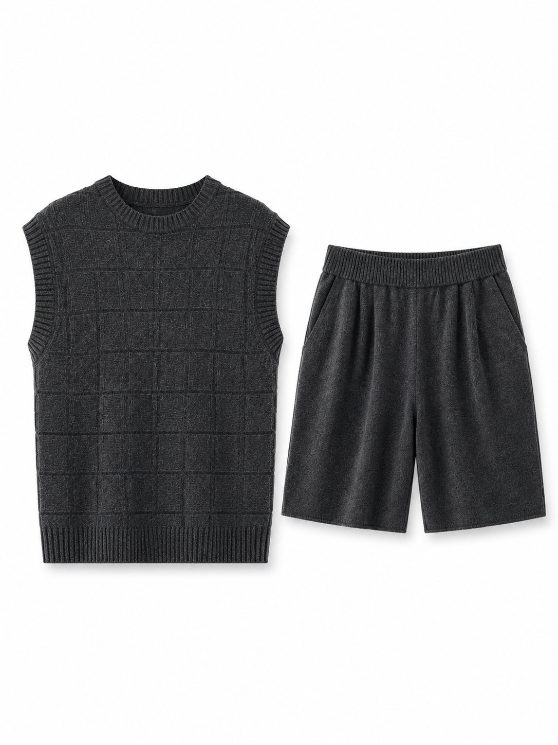 Women Plaid Knit Sweater Vest Crew Neck Sleeveless Loose Fit Pullover Top for Casual Minimalist Outfits