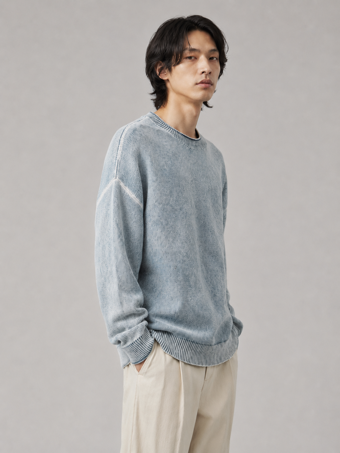 Fancy OEM Custom Men's Winter Solid 100% Cotton Garment Dyed Front Pullover Knitted Anti-pilling 380g Digital Printing Sweater