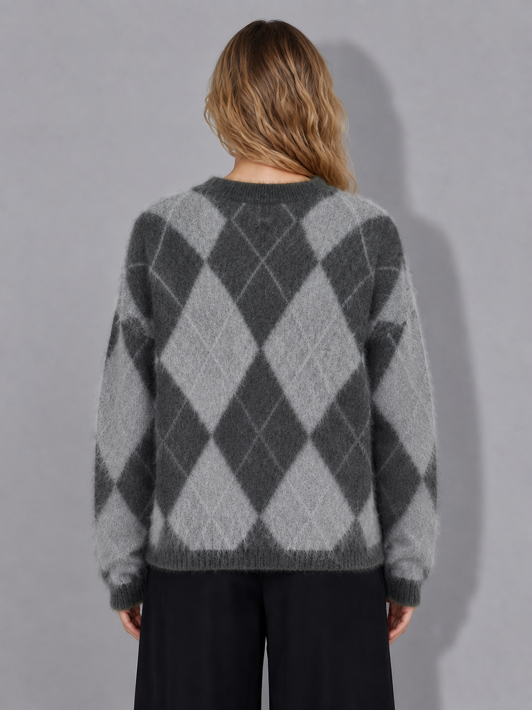 2 Colors Knitted Drop Shoulder Long Sleeve Loose Casual Fashion Sweater Pullover for Women