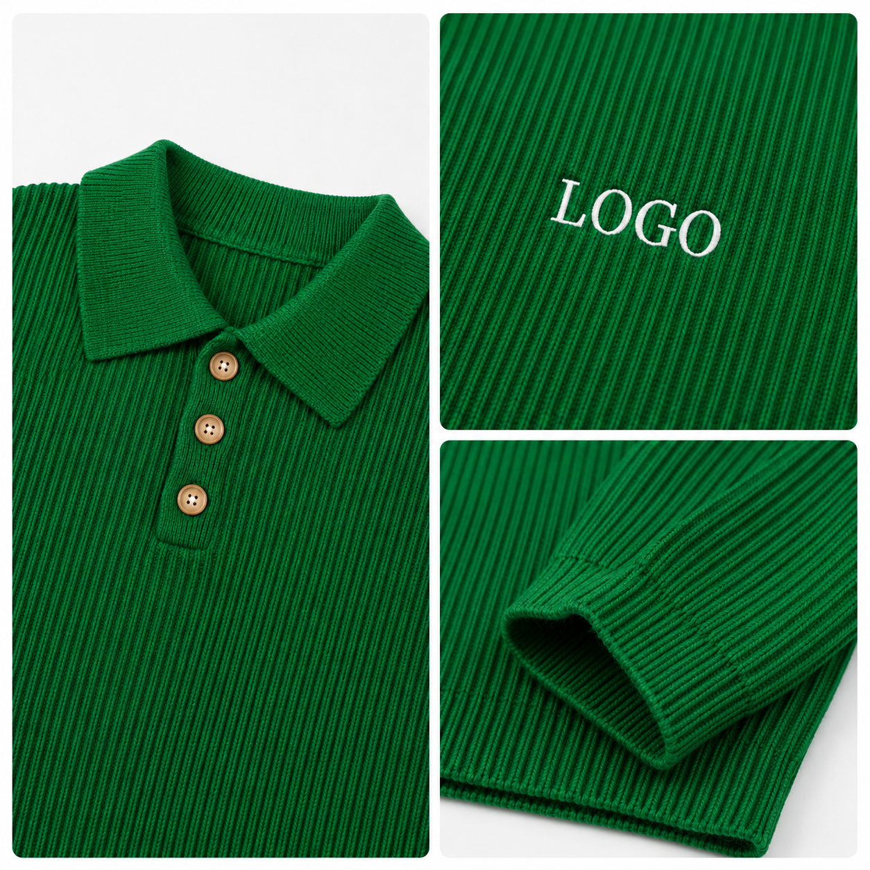 Custom Men's Autumn 100% Cotton Rib Knit for Sweater 3 Button Collar Pullover Long Sleeve Knitwear OEM ODM Manufacturer