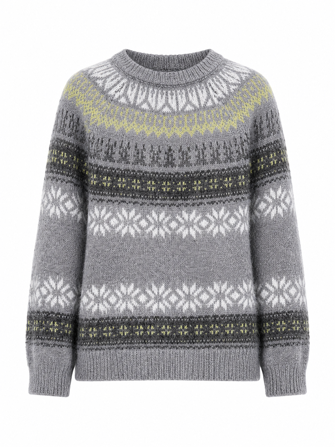 Luxury Wool Jacquard Sweater – Vintage Fair Isle Knit Pullover with Nordic Pattern