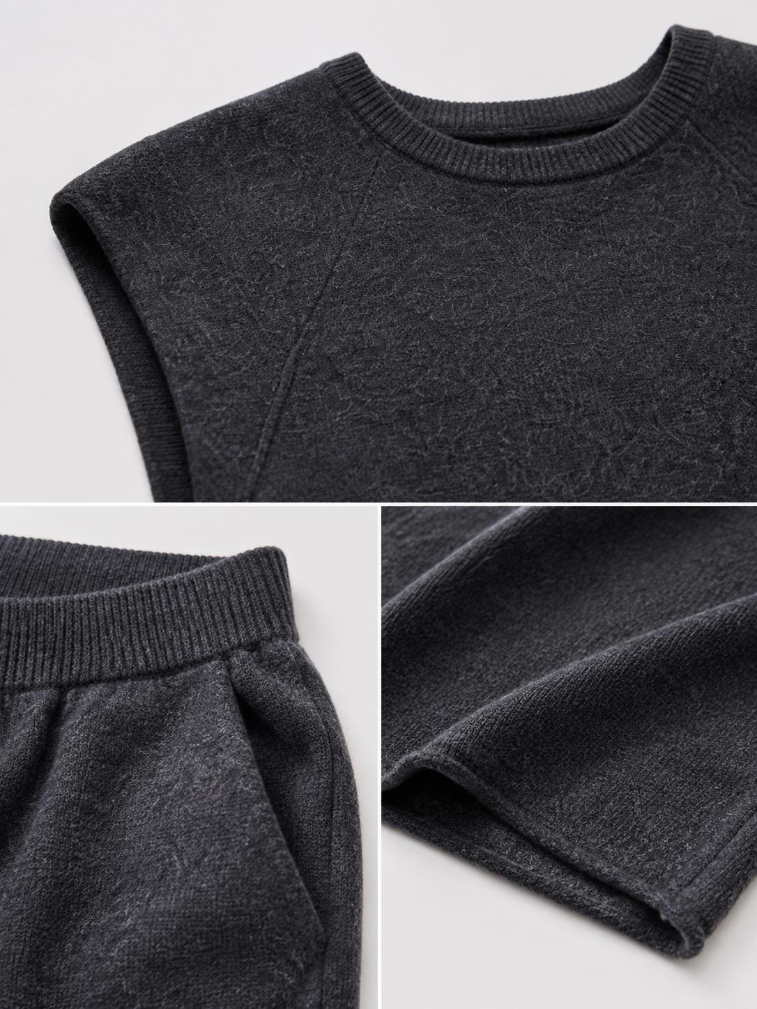 Women Two Piece Knit Set Sleeveless Crew Neck Sweater Vest and Loose Bermuda Shorts Casual Matching Outfit