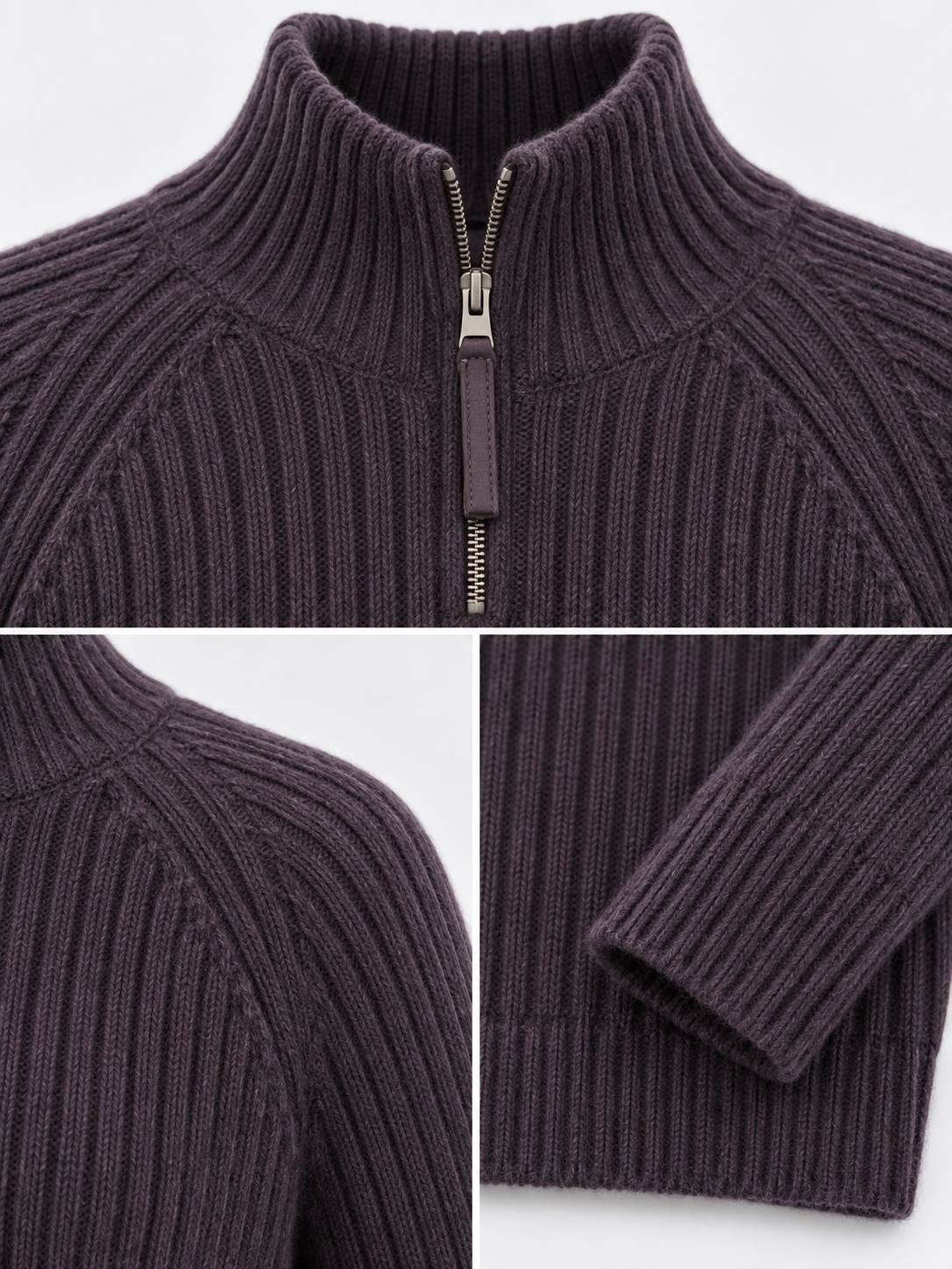 Women's Ribbed Knit Sweater Half Zip Mock Neck Long Sleeve Slim Fit Pullover Casual Winter Jumper