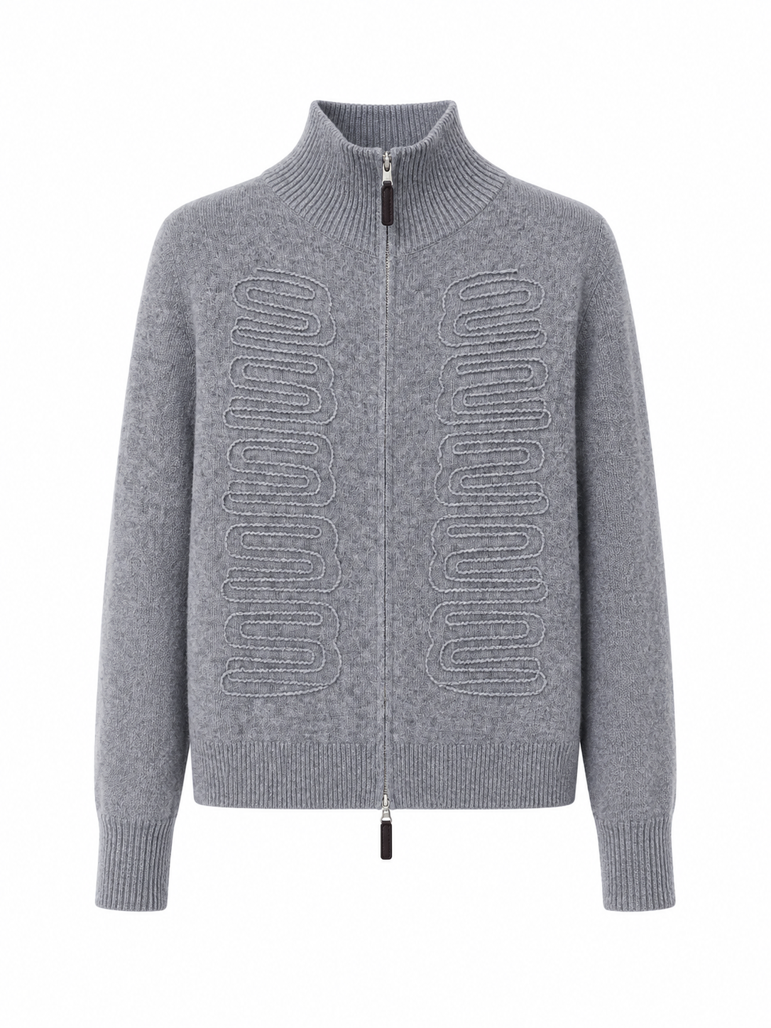 Customized women's motorcycle-style floral autumn stand-up collar full-zip knitted cashmere cardigan pullover customized logo breathable