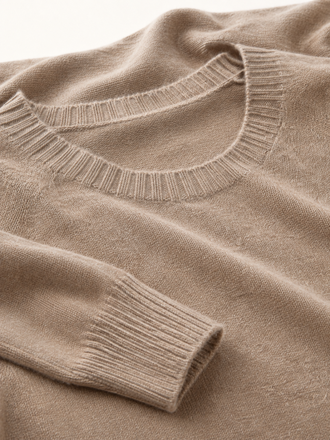 Womens Solid Crew Neck Knit Sweater Raglan Sleeve Loose Pullover Taupe Ribbed Ladies Jumper Autumn Winter Knitwear