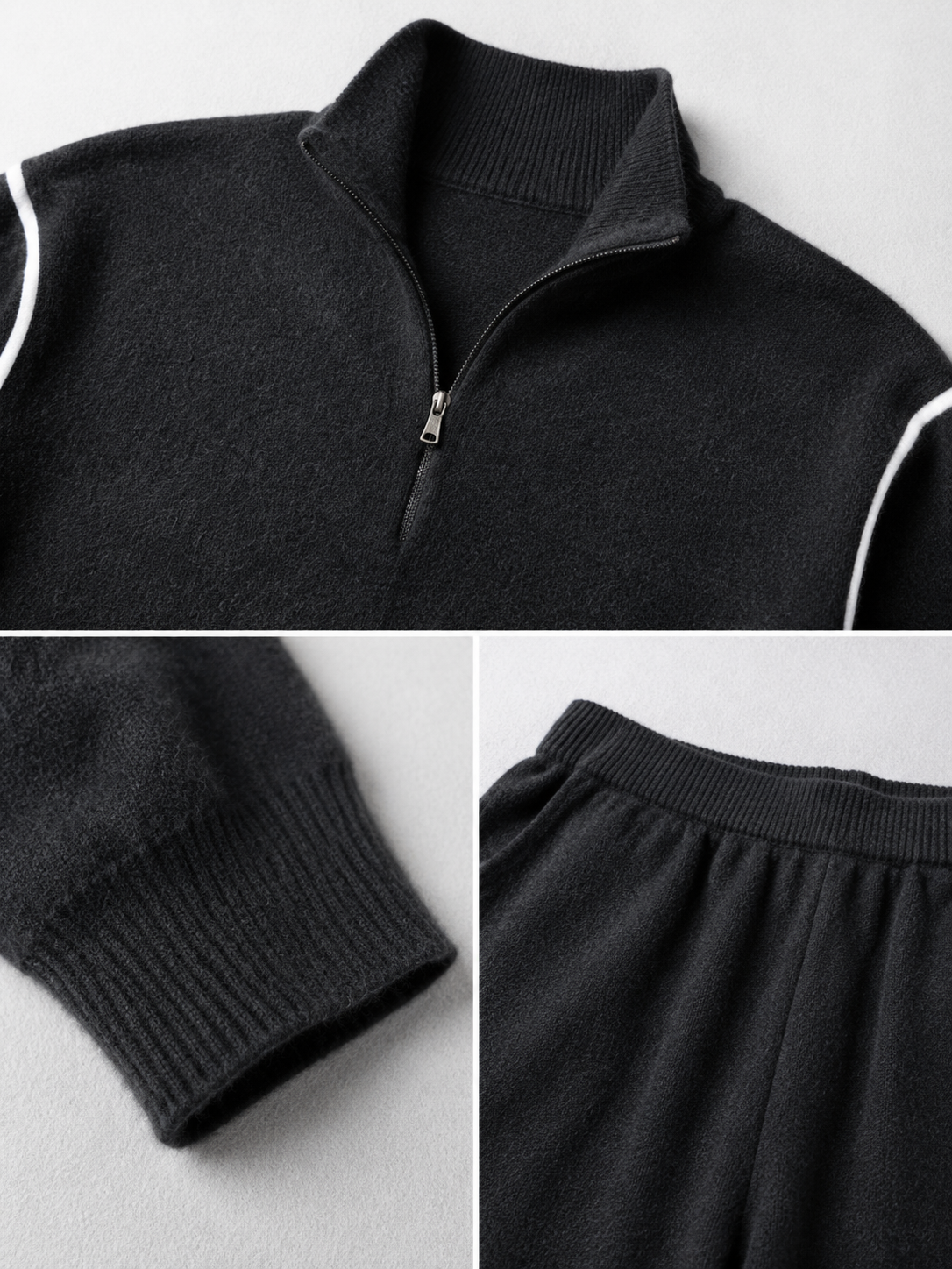 Women's Two Piece Knit Shorts Set Half Zip Mock Neck Pullover and Elastic Waist Bermuda Shorts Casual Outfit