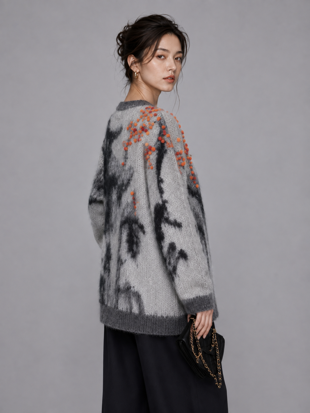 Best-selling large-sized women's cashmere embroidered custom knitted colorful personalized pullover sweater