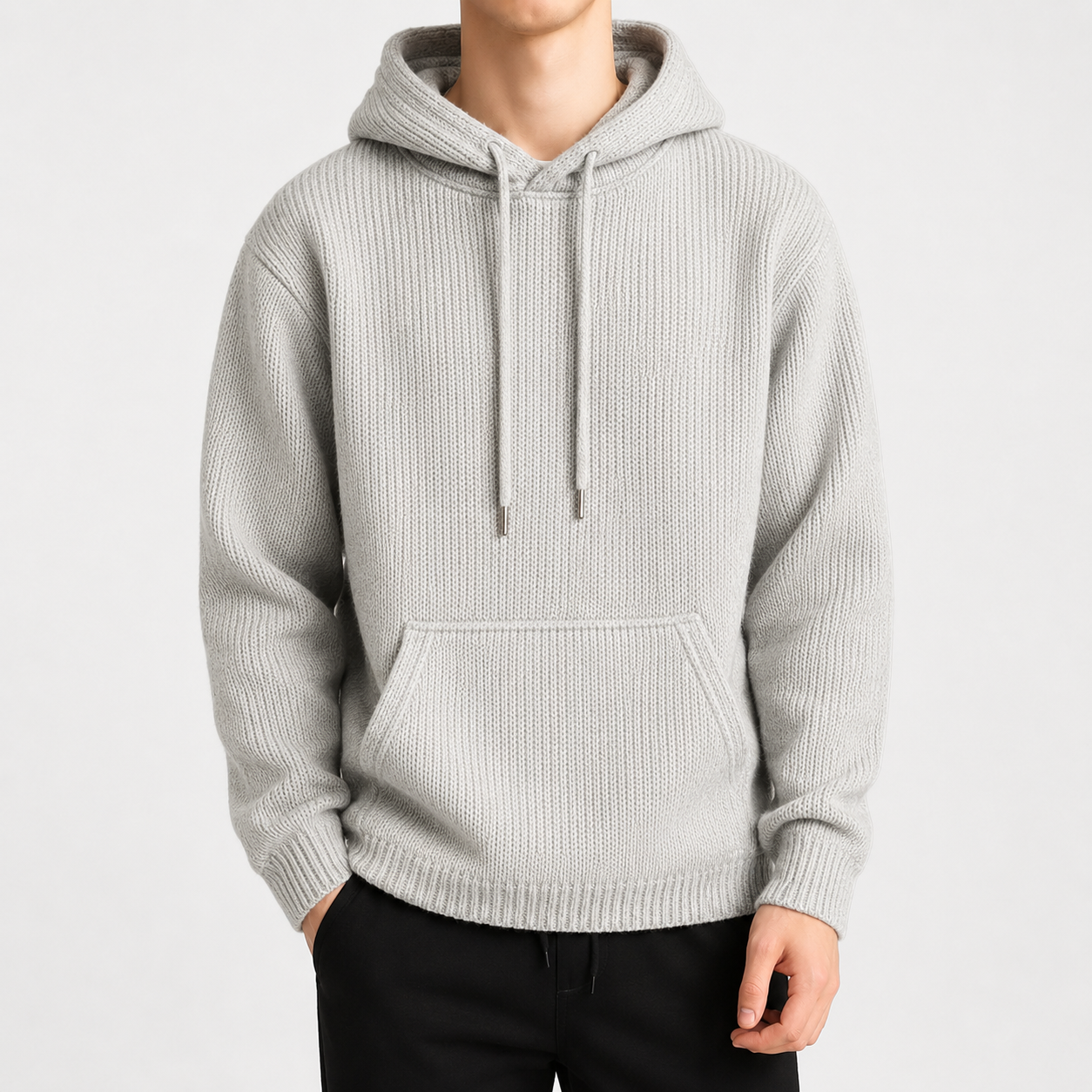High Quality Winter Men's 100% Cotton Rib Knit Sweater Premium Casual Pullover Custom Made Knitwear Factory Direct Supply