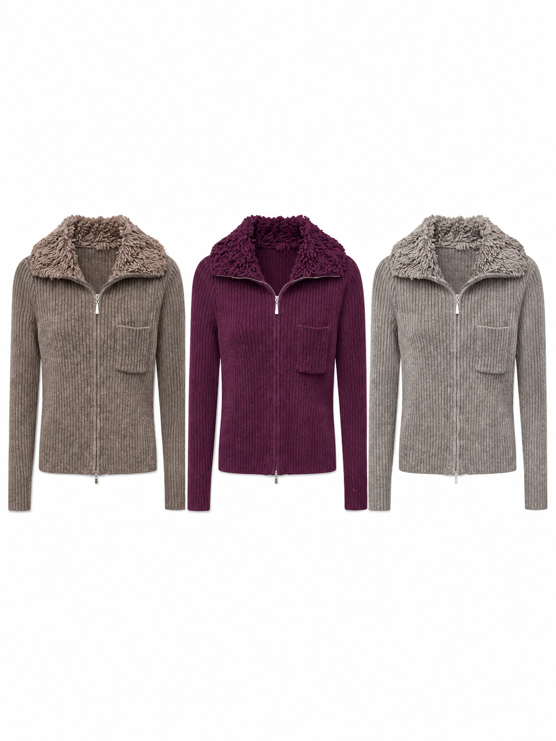 Womens Zip Up Knit Cardigan Lapel Collar Ribbed Sweater Jacket Ladies Long Sleeve Slim Fit Autumn Winter Knitted Outwear