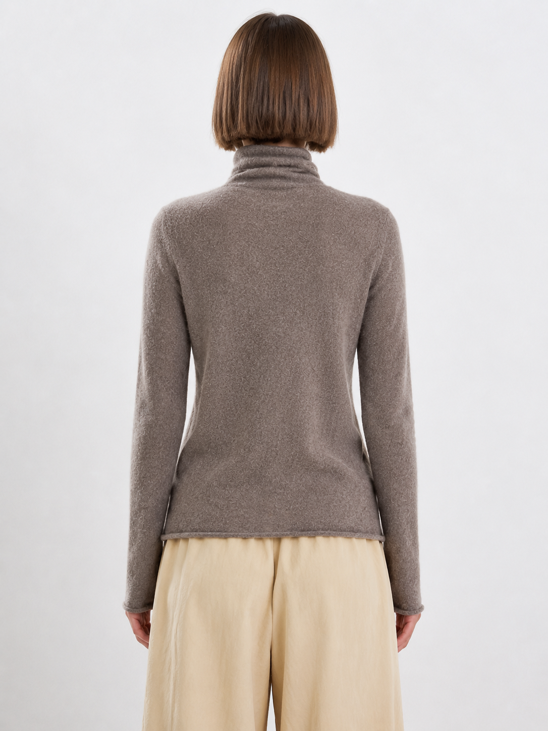 Womens Turtleneck Sweater Long Sleeve Slim Fit Knitted Pullover Ladies High Neck Cashmere Feel Autumn Winter Knit Jumper