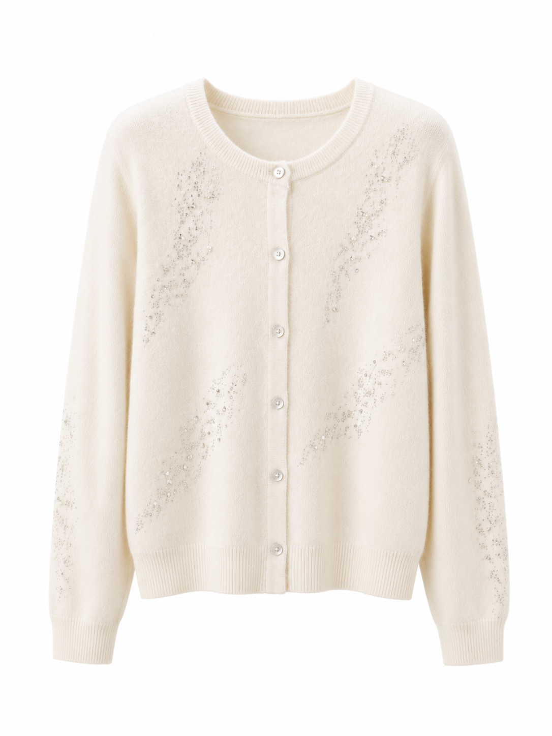 High-end cashmere cardigan with rhinestones, loose and oversized, casual women's sweater