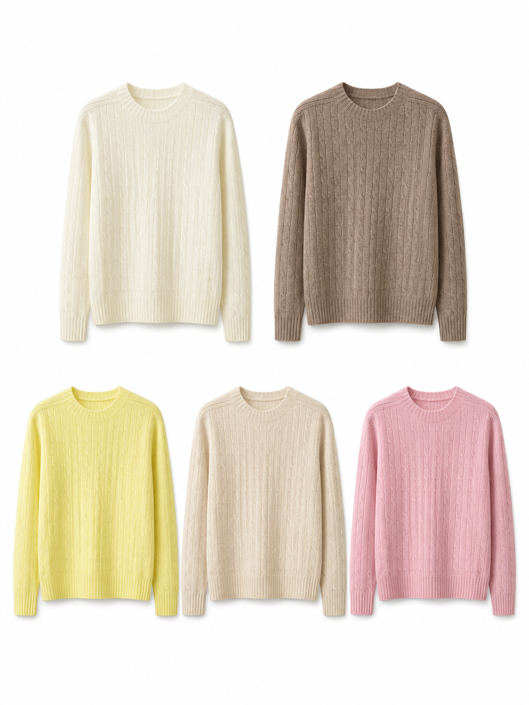 Womens Cable Knit Sweater Crew Neck Pullover Heather Grey Ribbed Trim Loose Ladies Jumper Autumn Winter Knitwear Top