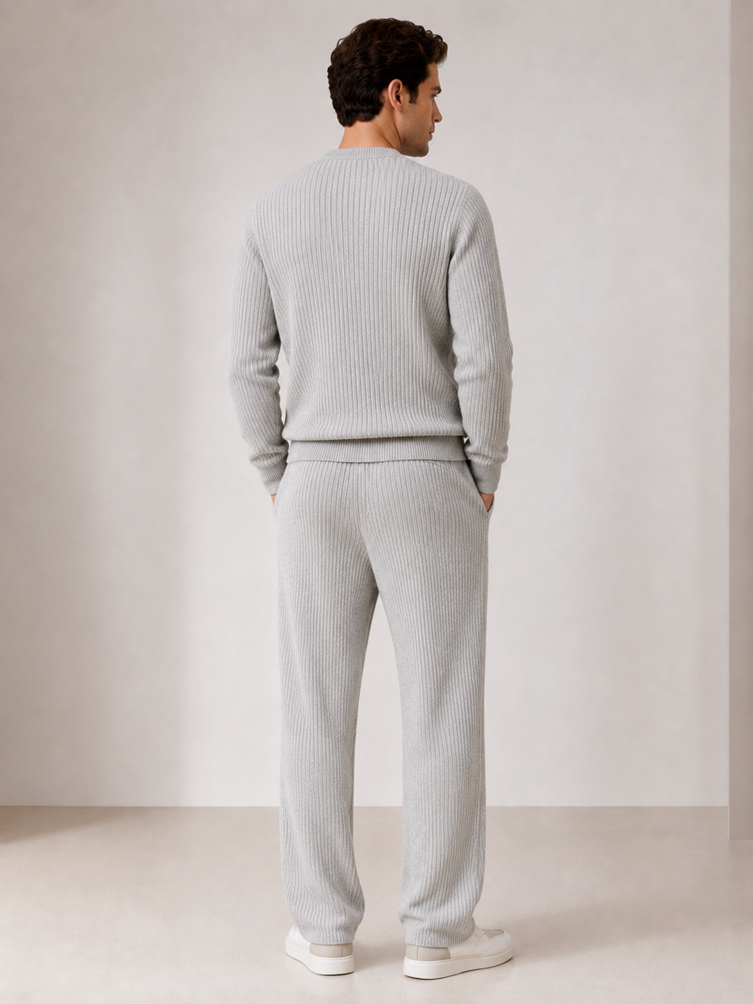 Custom Men Knitwear Set OEM ODM Manufacturer Ribbed Knit Sweater & Pants Low MOQ 50 Fast Sample Factory
