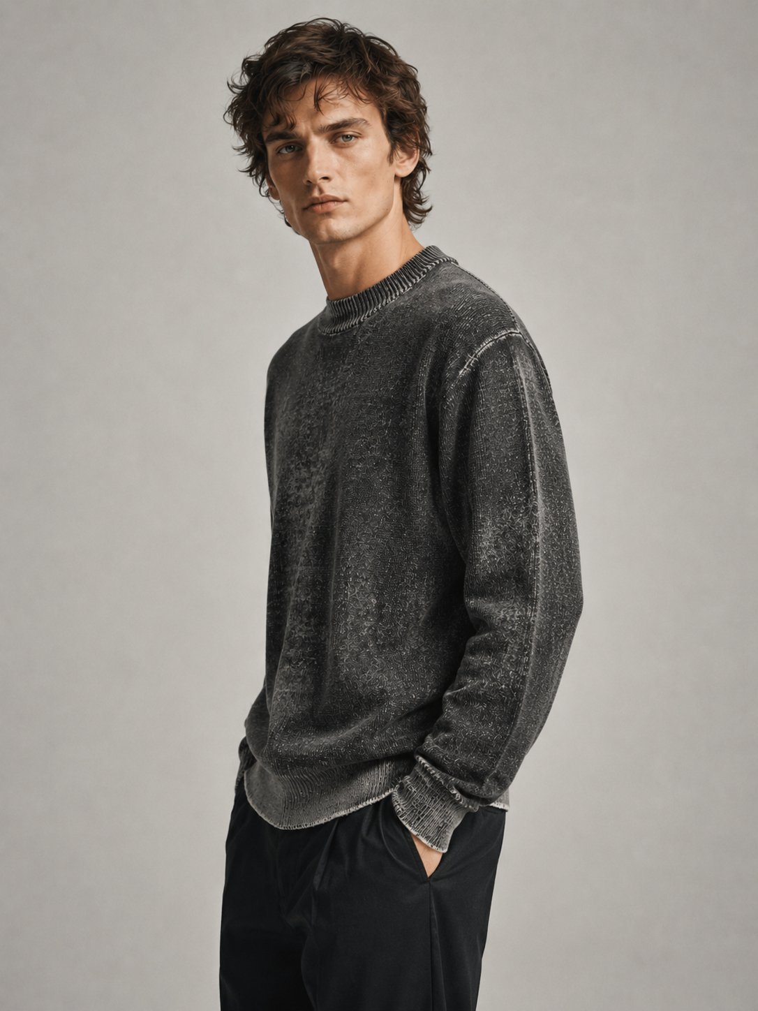 Custom Vintage Knit Sweater OEM & ODM Available Logo Design 100% Cotton Solid Men's Vintage Sweater