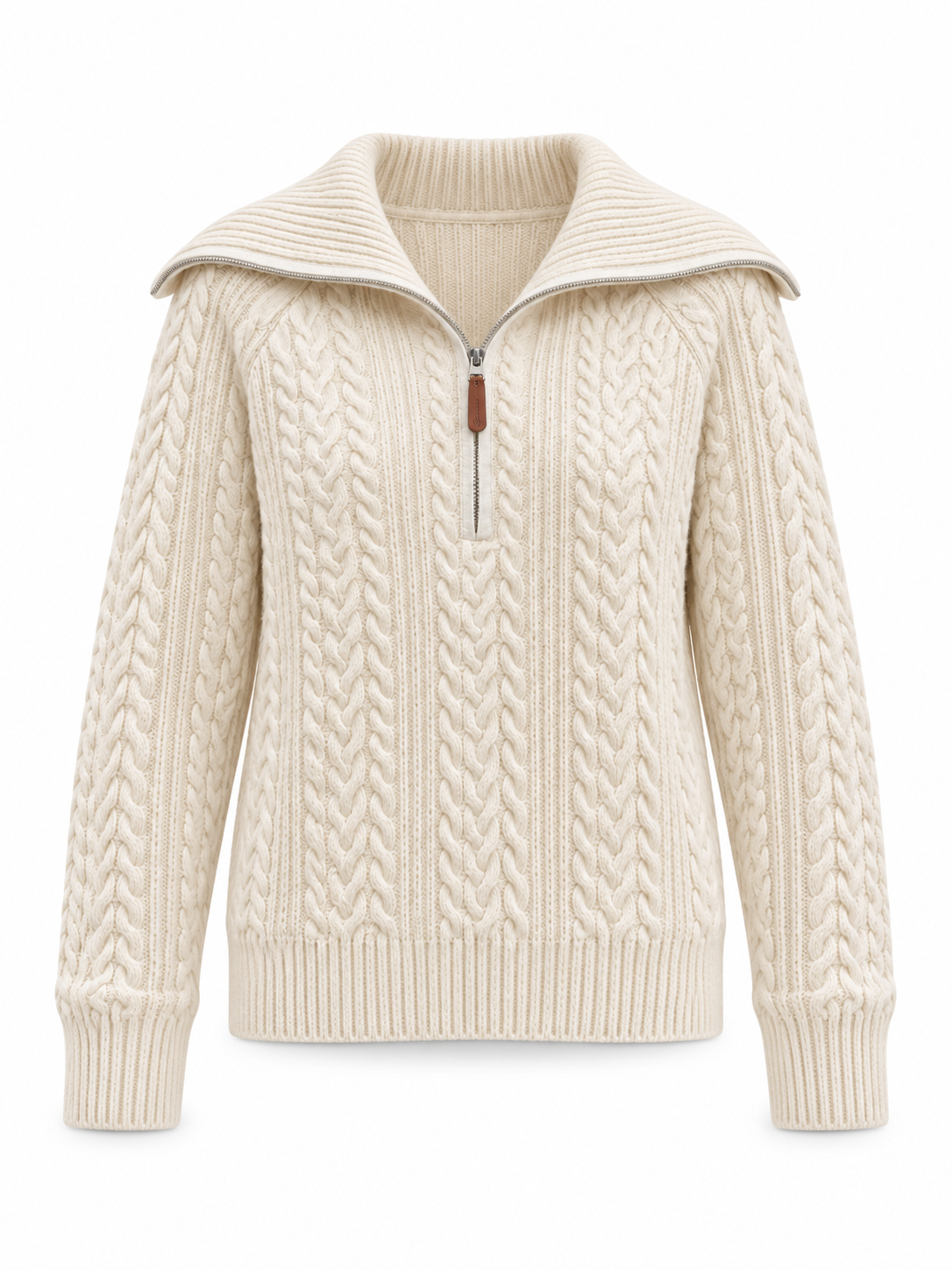 Women's Cable Knit Sweater Half Zip Wide Collar Long Sleeve Pullover Casual Fall Winter Jumper