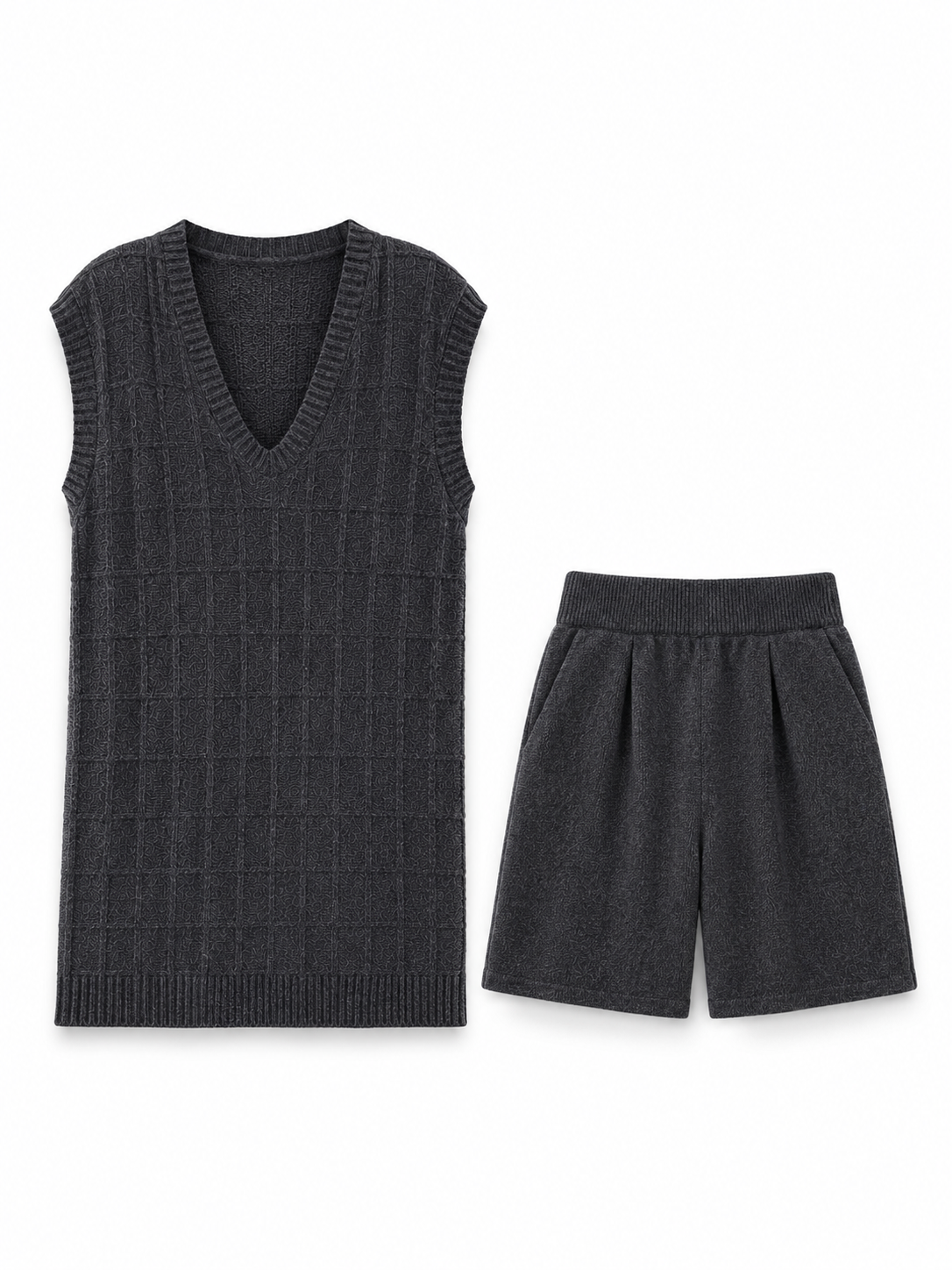 Women Oversized V Neck Knit Sweater Vest Sleeveless Plaid Longline Pullover Top for Casual Layered Outfits