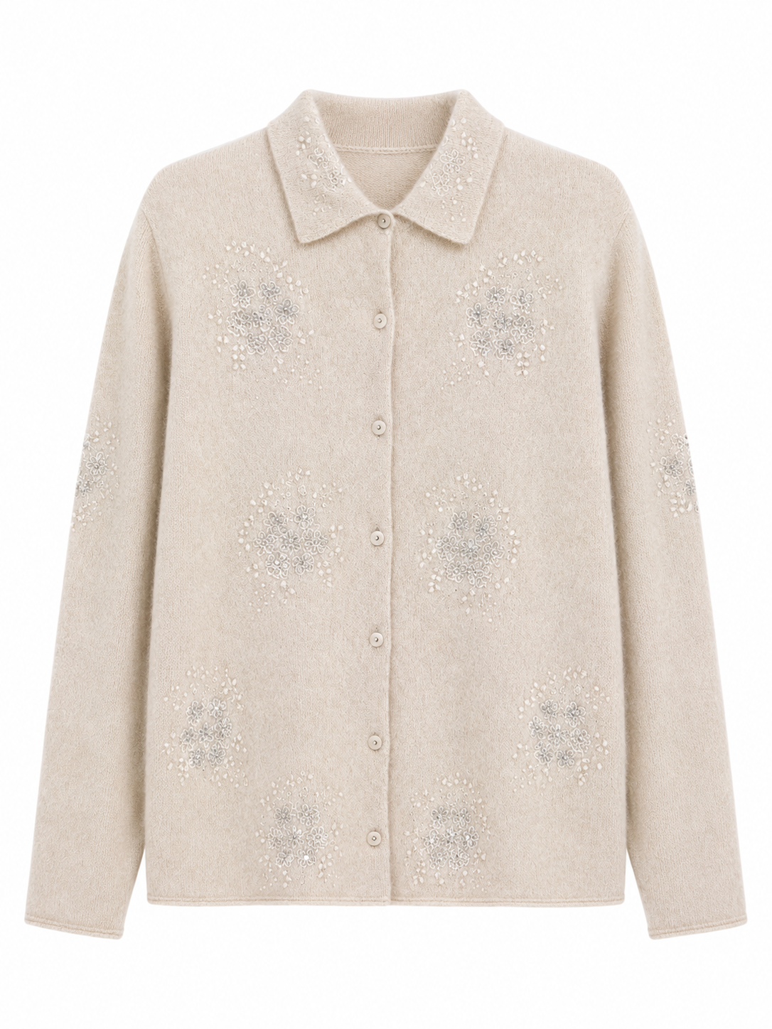 Wholesale new high-end cardigan made of 100% cashmere, long-sleeved sweater with embroidery, coat-like outerwear