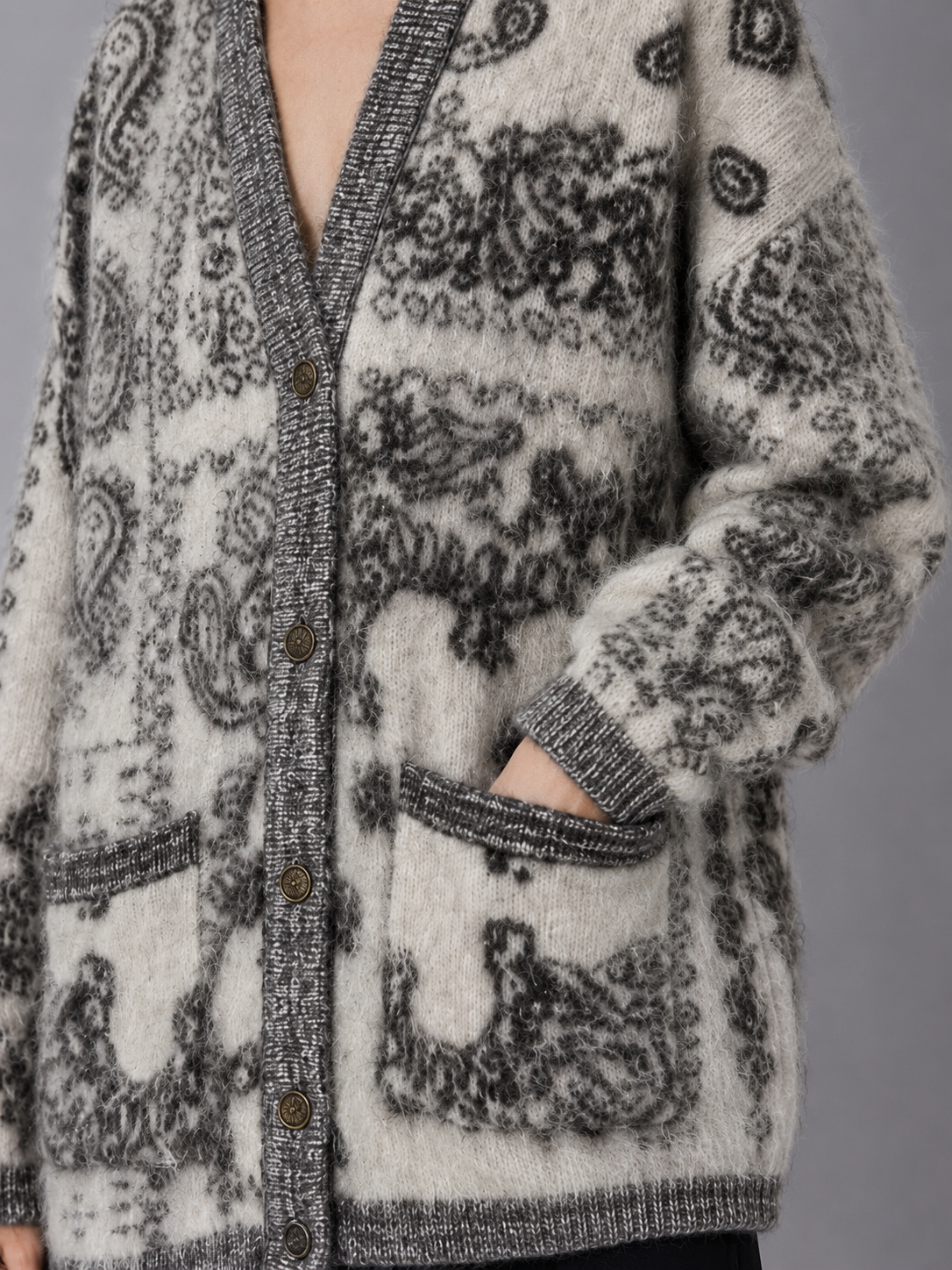 Sweater Cardigan Women Autumn-Winter Sweater Top Factory Direct Sales V-Neck Knit Shirt Printed Knitwear Women'S Coat