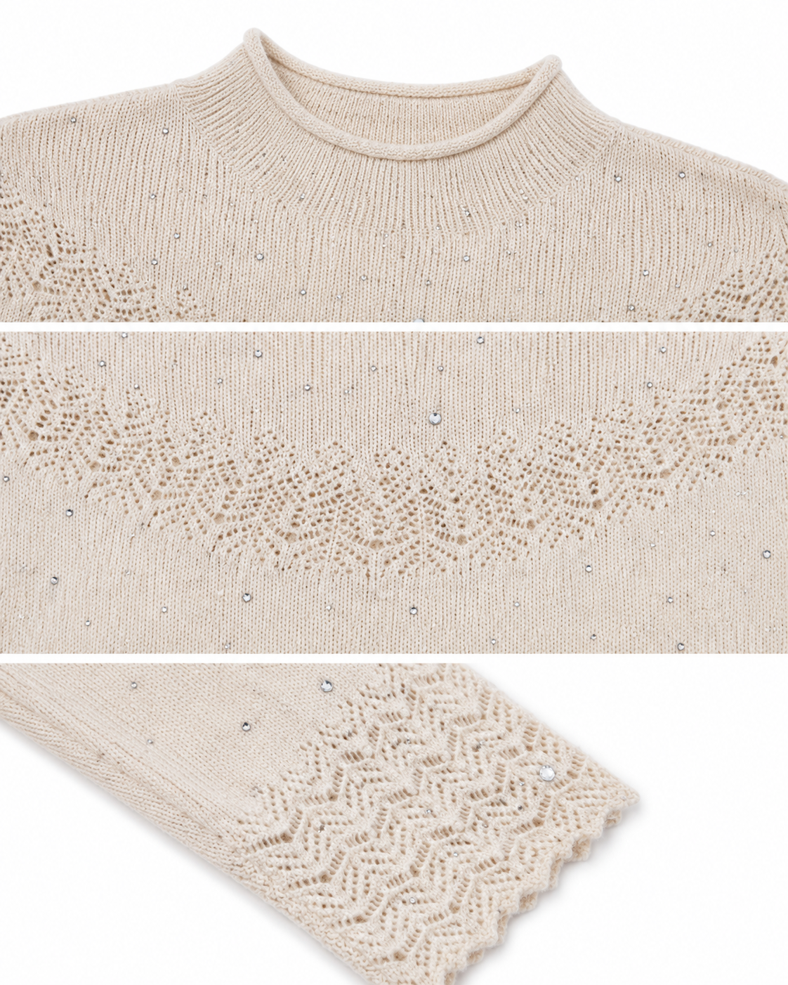 Best-selling Customized Cashmere and Wool Soft and Comfortable Openwork Women's Knitted Sweater
