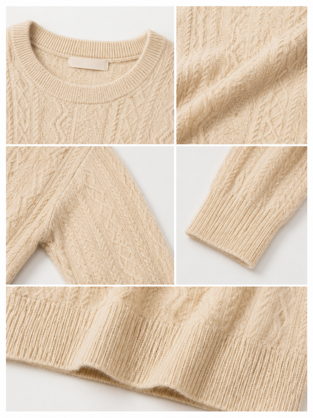 Ladies' Winter Casual Full-Body Twisted Knitted Cashmere Sweater Breathable Anti-Wrinkle Anti-Pilling Warm Comfortable