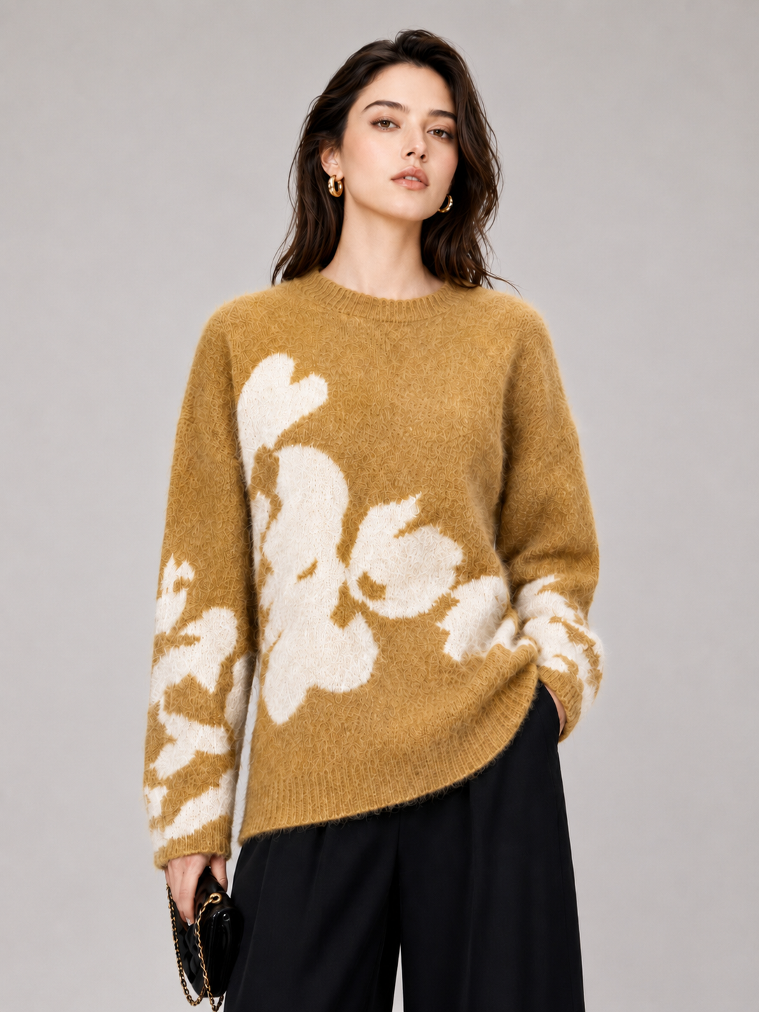 Factory Manufacturer Brushed Women's Sweater Relaxed Printed Women's Jumpers Customized