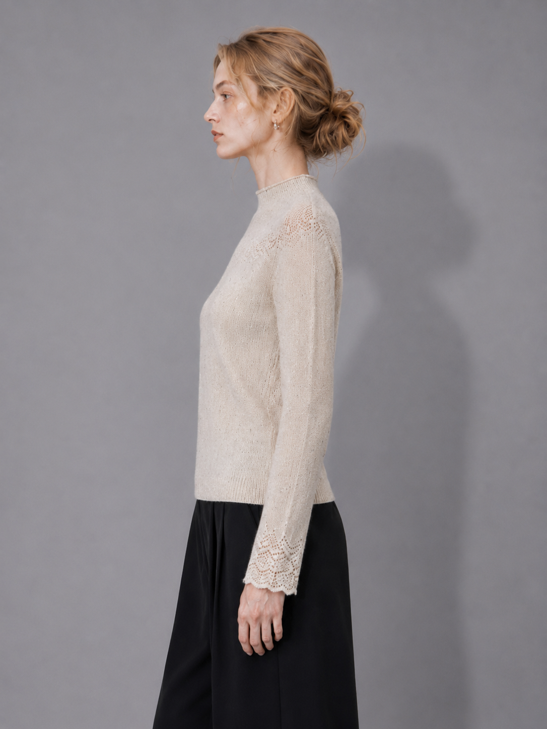 Best-selling Customized Cashmere and Wool Soft and Comfortable Openwork Women's Knitted Sweater