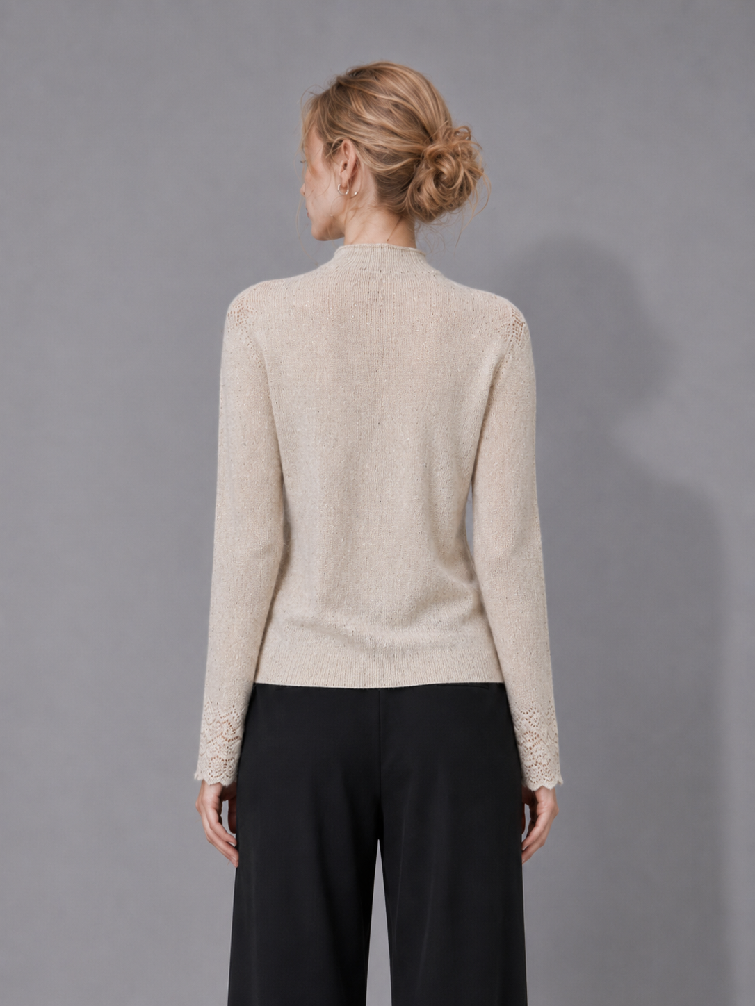 Best-selling Customized Cashmere and Wool Soft and Comfortable Openwork Women's Knitted Sweater