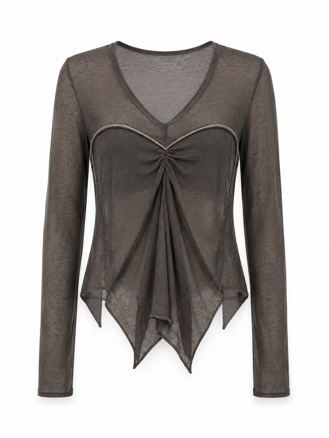 Women Twist Front Knit Top V Neck Long Sleeve Ruched Crop Sweater Slim Fit Washed Olive Grey Pullover Casual Layering Tee