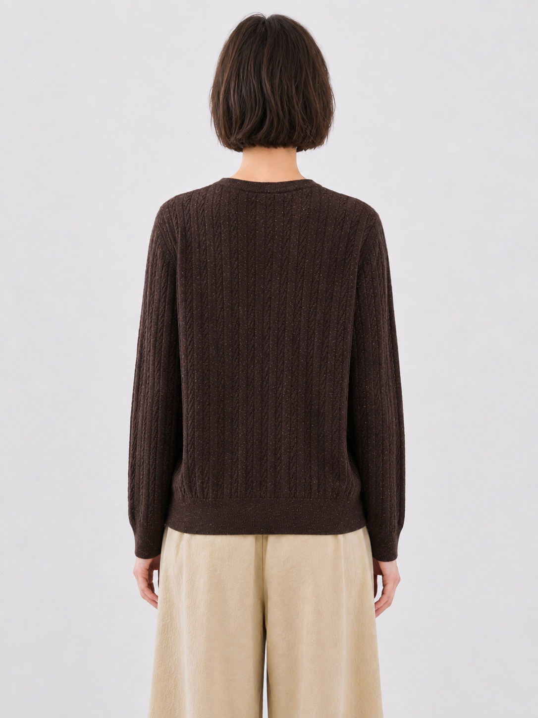 Womens Cable Knit Cardigan Long Sleeve Round Neck Button Down Sweater Ladies Slim Fit Autumn Winter Knitted Outwear Coat