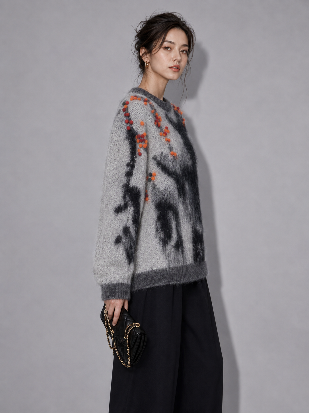 Best-selling large-sized women's cashmere embroidered custom knitted colorful personalized pullover sweater