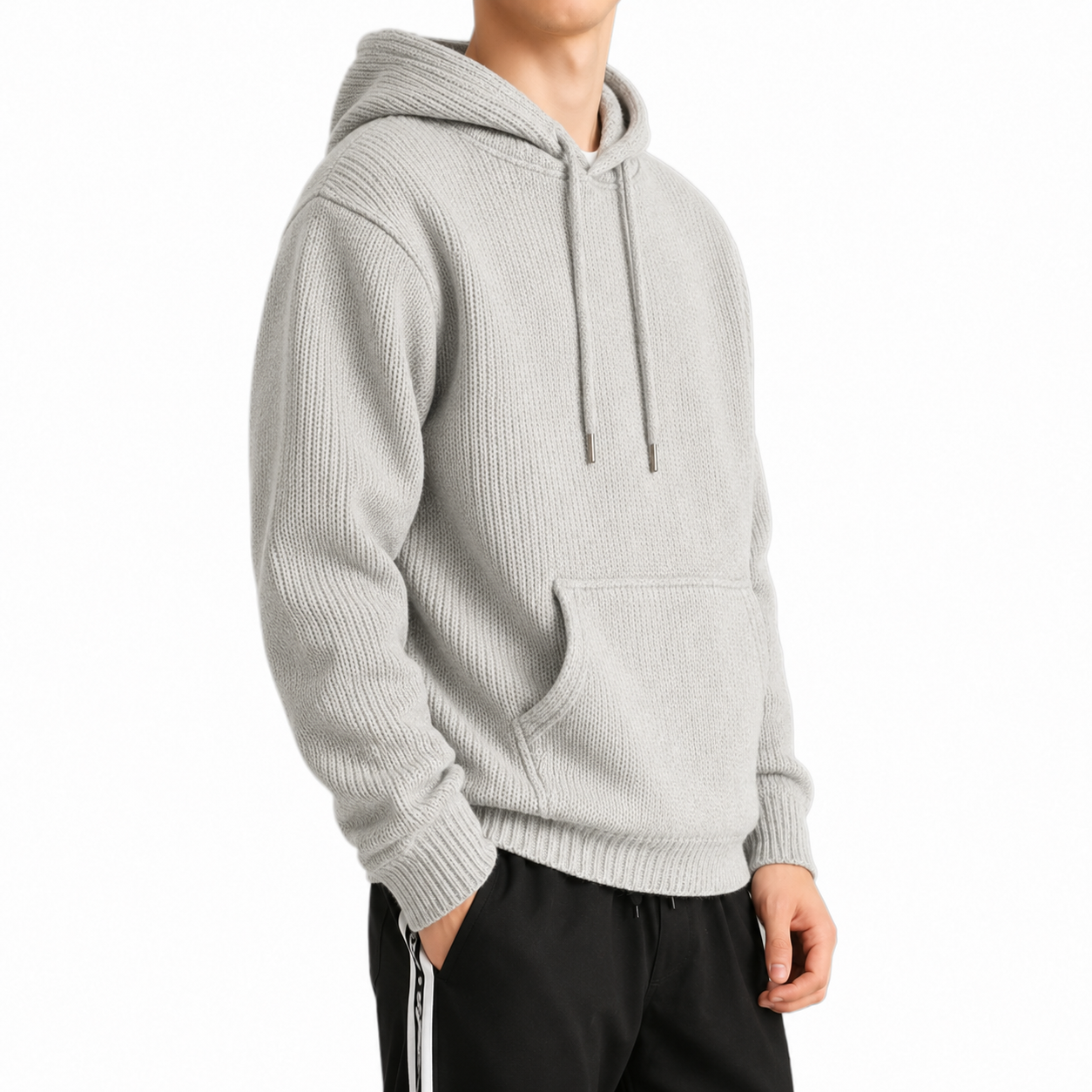 High Quality Winter Men's 100% Cotton Rib Knit Sweater Premium Casual Pullover Custom Made Knitwear Factory Direct Supply